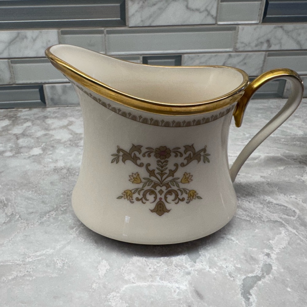 Lenox Castle Garden Bone China Dinnerware SUGAR & CREAMER SET Floral Gold Trim - Picture 6 of 9